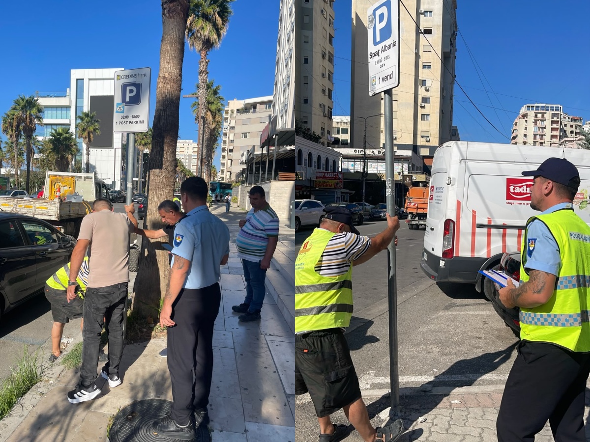 Kontrolle për parkimet e rezervuara në Durrës, hiqen tabelat pa autorizim