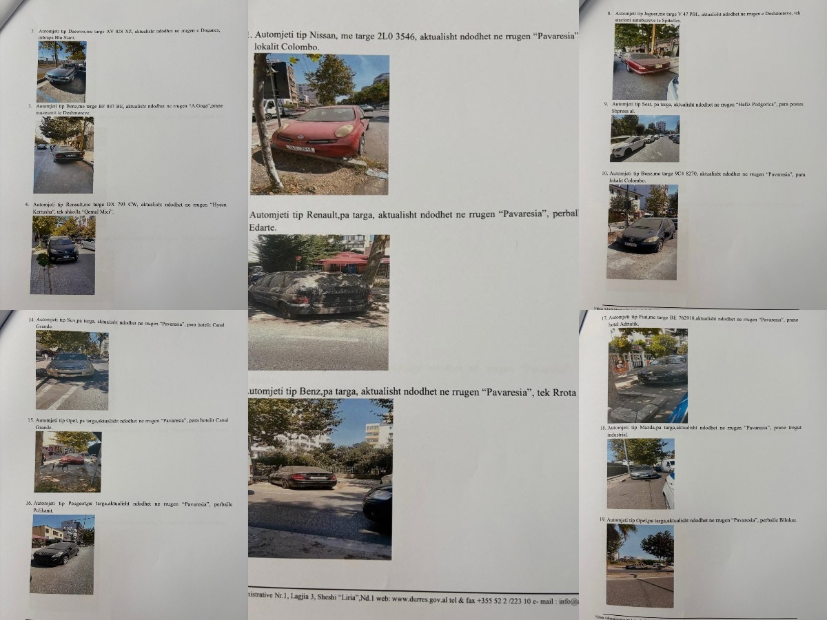 Nis aksioni për largimin e automjeteve të braktisura në Durrës. Policia Bashkiake publikon fotot e 21 mjeteve me pronar të paidentifikuar