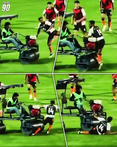 Rruli shtyp këmbën e futbollistit, ai më pas futet në lojë